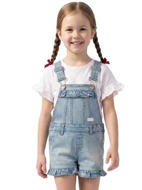 7 for all mankind toddler girl shortalls with pink shirt